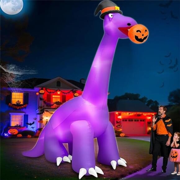 14 Ft Ht x 16 Ft L Giant Halloween Dinosaur Inflatable Blow Up Yard Decorations - Picture 7 of 7